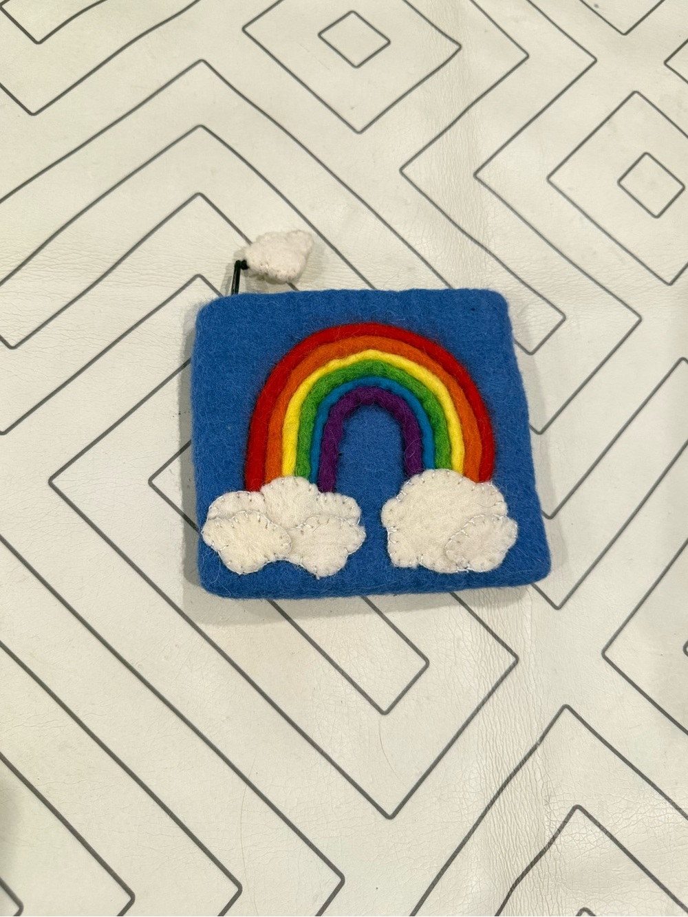 Small Wool Rainbow Coin Pouch